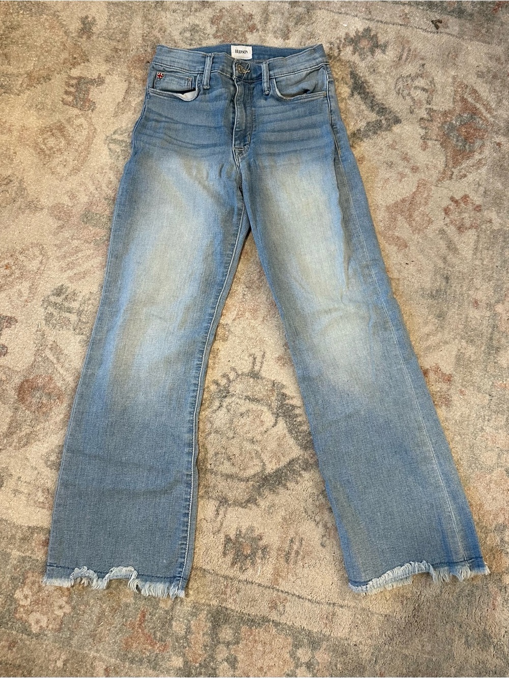 Hudson Blair Light Blue Flared Jeans with Raw Hem